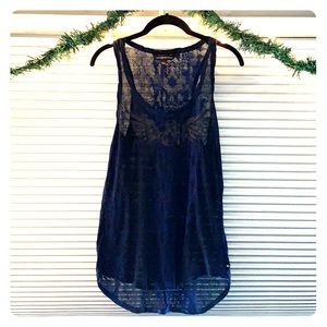Rock & Republic sheer navy and black tank